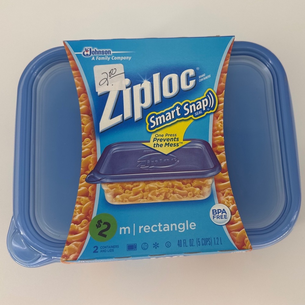 Ziploc Smart Snap Seal Medium Rectangle Food Storage Containers 2ct 40oz Blue